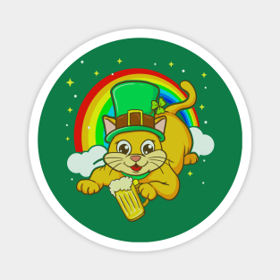 Irish Leprechaun Cat Beer St Patricks Day Magnet